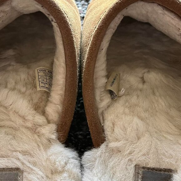 UGG Scuff Men 12 Suede Chestnut Slippers Sheepskin Slip-ons Normcore Preppy - Picture 7 of 7